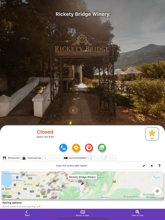 Capturas de tela do Cape Winelands iPad 