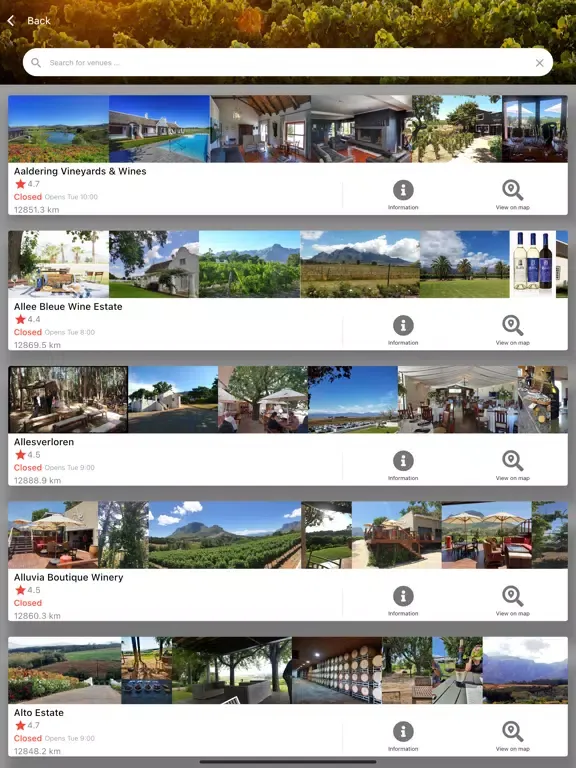 Capturas de tela do Cape Winelands iPad 