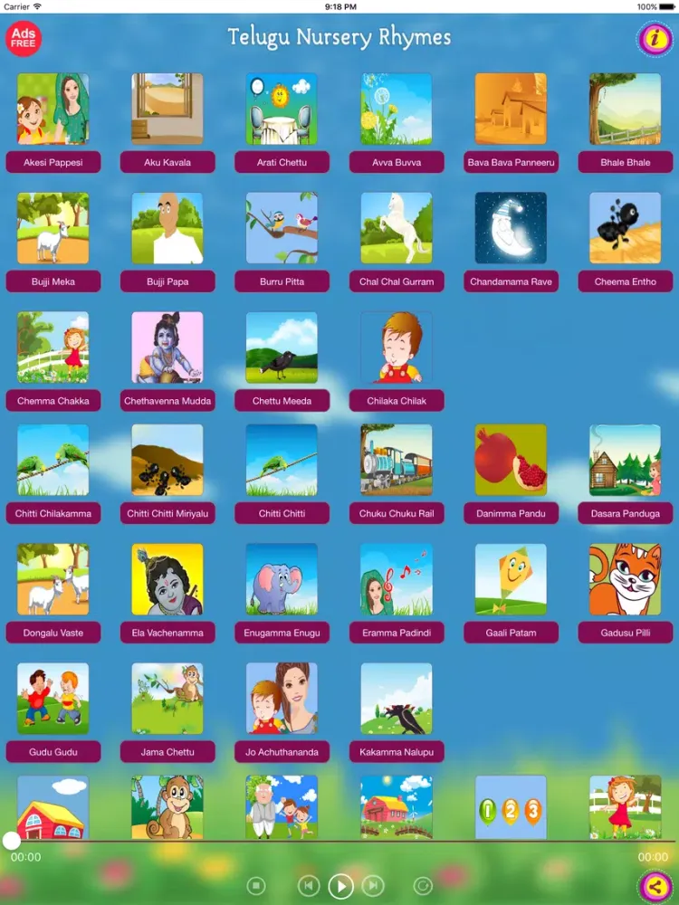 50 Top Telugu Kids Nursery Rhymes iPad 应用截图