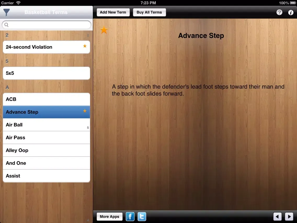 Tangkapan layar Basketball Term iPad 
