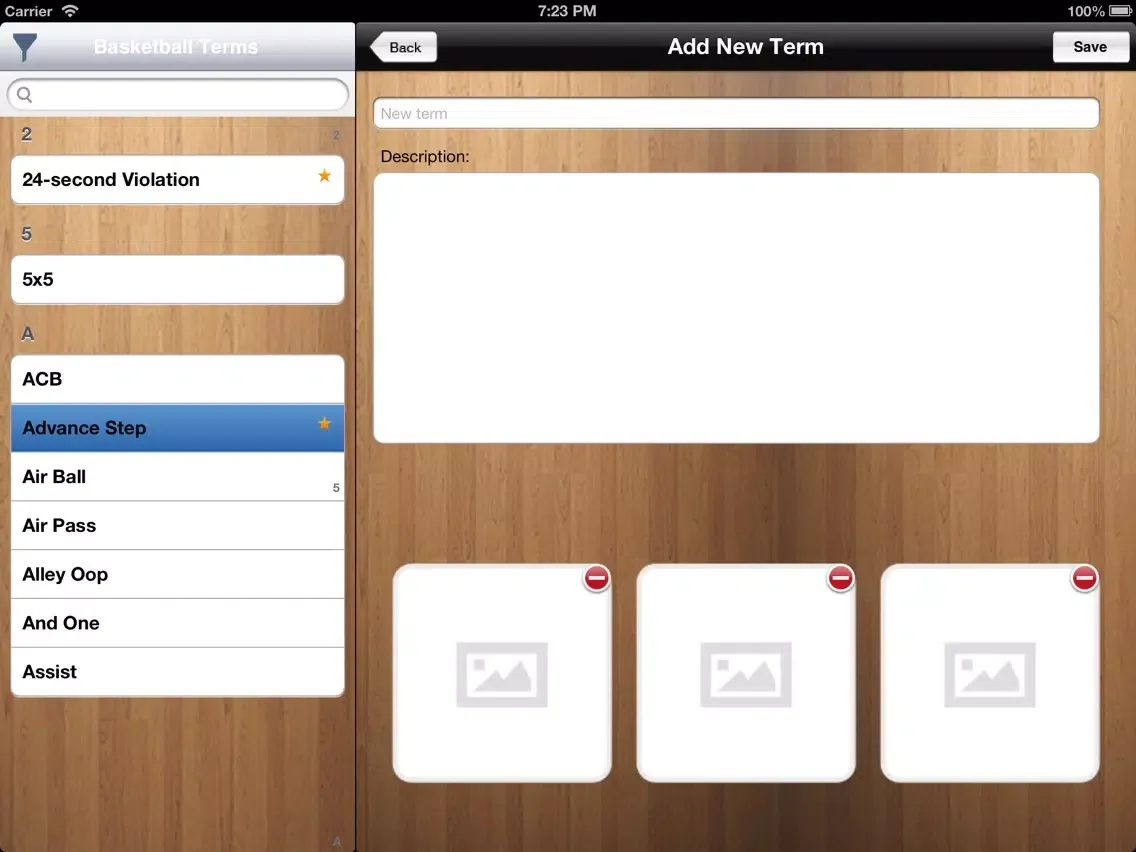 Tangkapan layar Basketball Term iPad 