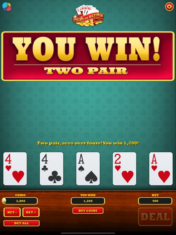 Tangkapan skrin Video Poker ( Jacks or Better) iPad 