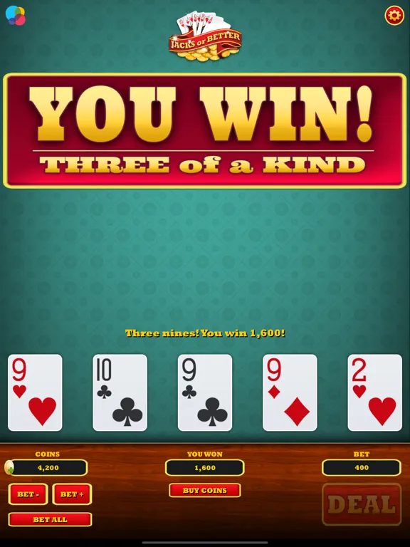 Tangkapan skrin Video Poker ( Jacks or Better) iPad 