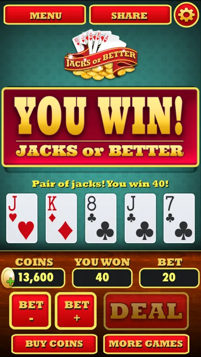 Tangkapan skrin Video Poker ( Jacks or Better)