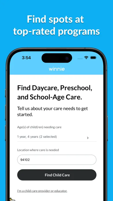 Zrzuty ekranu Winnie: Find Child Care Nearby