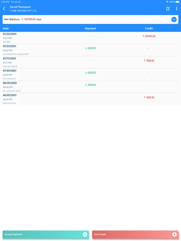 CreditLog – Ledger Account iPad  स्क्रीनशॉट