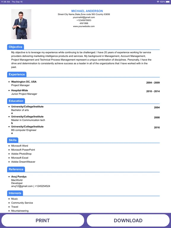 Resume Builder, CV Templates iPad  Screenshots