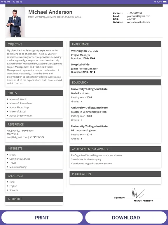 Resume Builder, CV Templates iPad  Screenshots