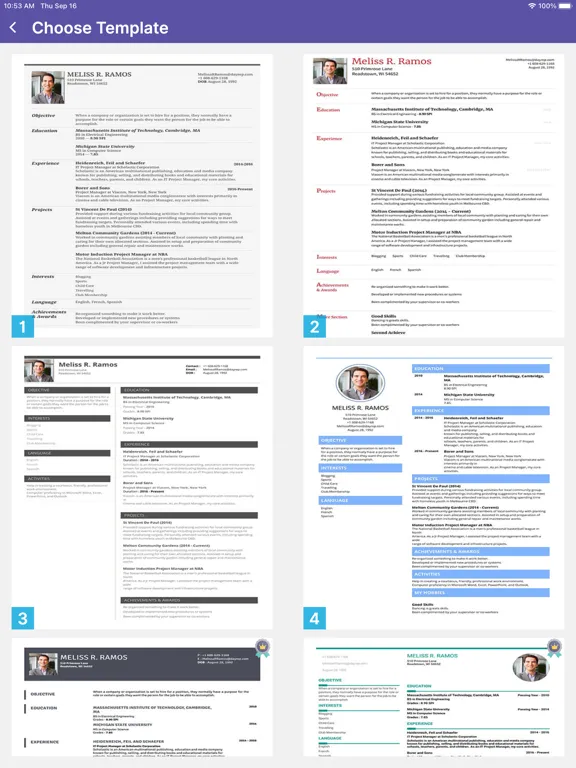 Resume Builder, CV Templates iPad  Screenshots