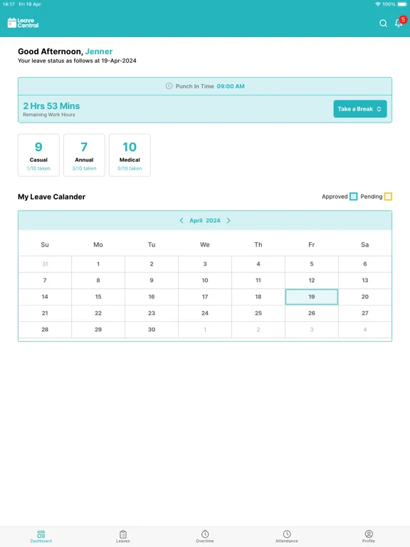 Tangkapan layar Leave Central: Leave Planner iPad 