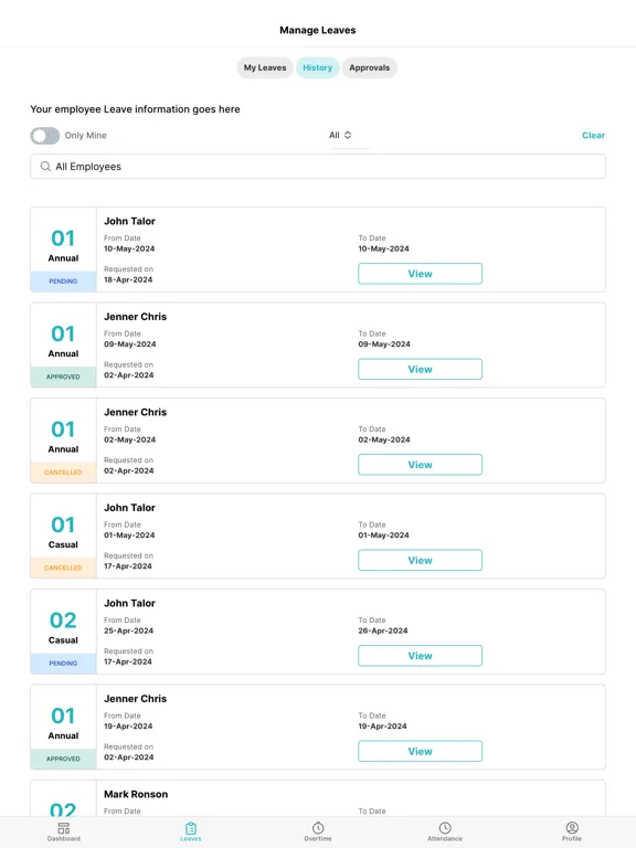 Tangkapan layar Leave Central: Leave Planner iPad 