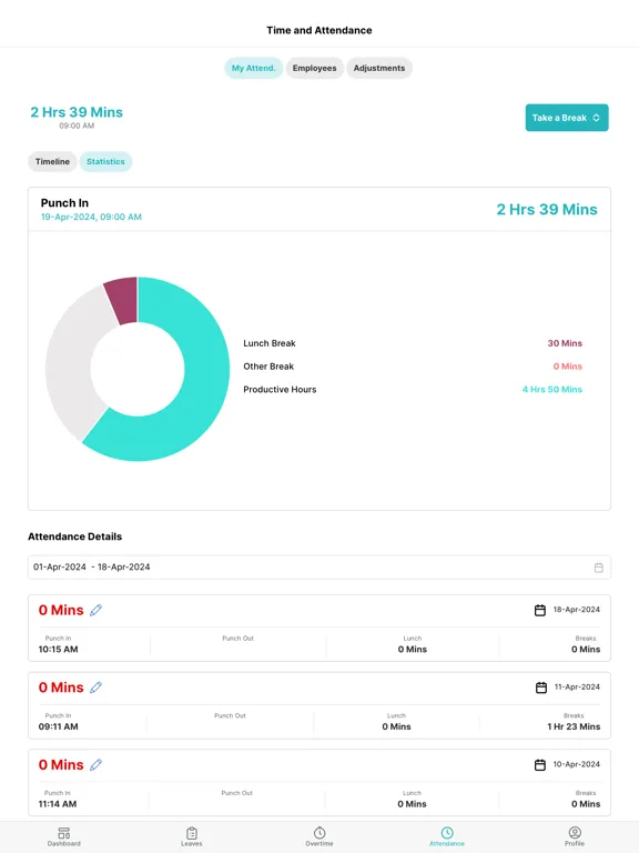 Tangkapan layar Leave Central: Leave Planner iPad 