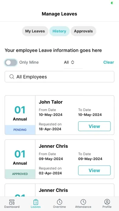 Tangkapan layar Leave Central: Leave Planner