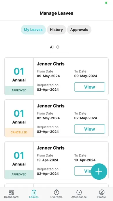 Tangkapan layar Leave Central: Leave Planner