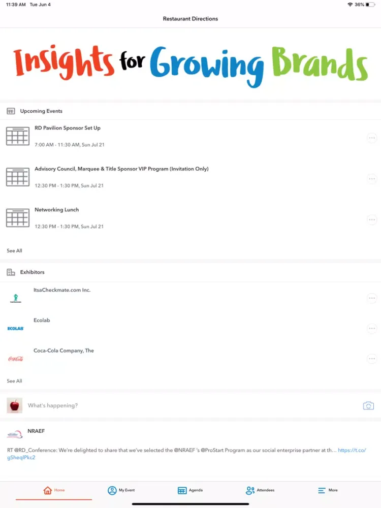 Capturas de tela do Winsight Events iPad 