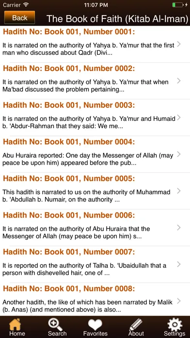 Captures d'écran de Sahih Muslim.