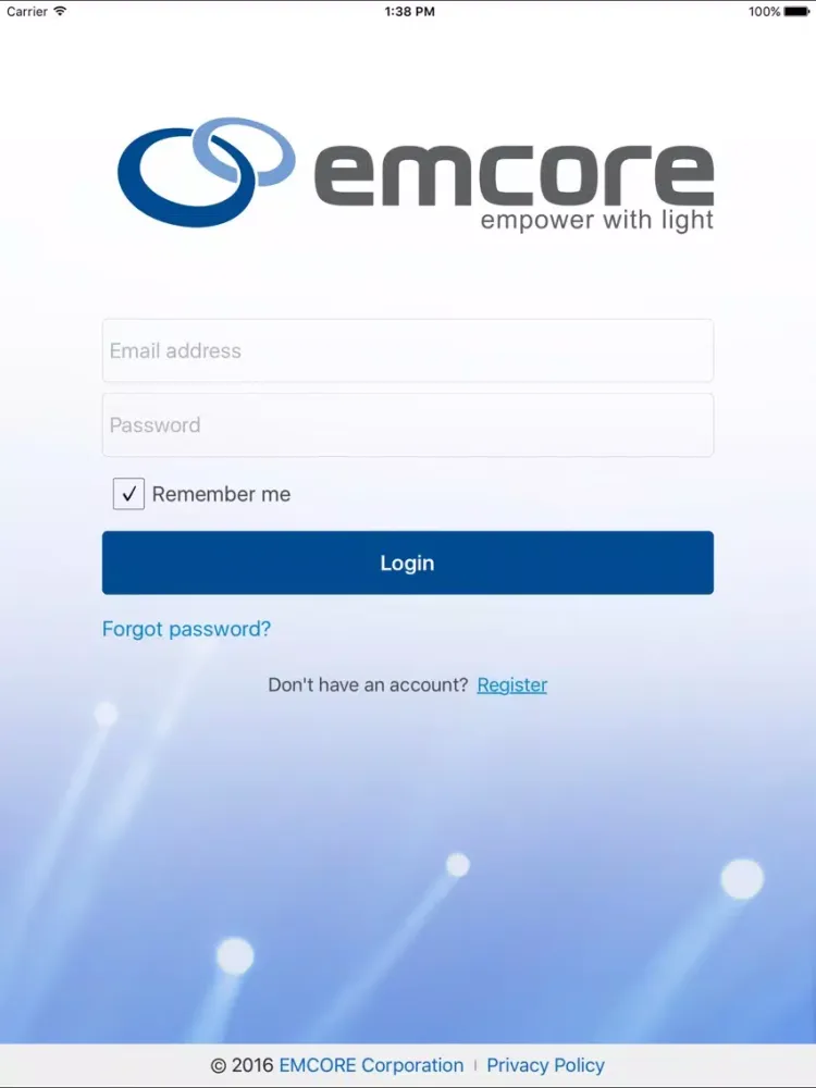 EMCORE Customer Portal App iPad  Screenshots