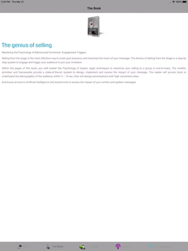 Capturas de tela do The Genius of Selling iPad 