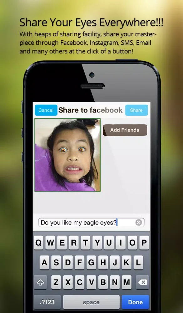 ภาพหน้าจอของ EyeTuner Photo Editor - Giving you a facetune and superimpose cat, zombie and other eyes onto yours!