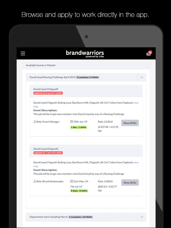 Capturas de tela do brandwarriors iPad 