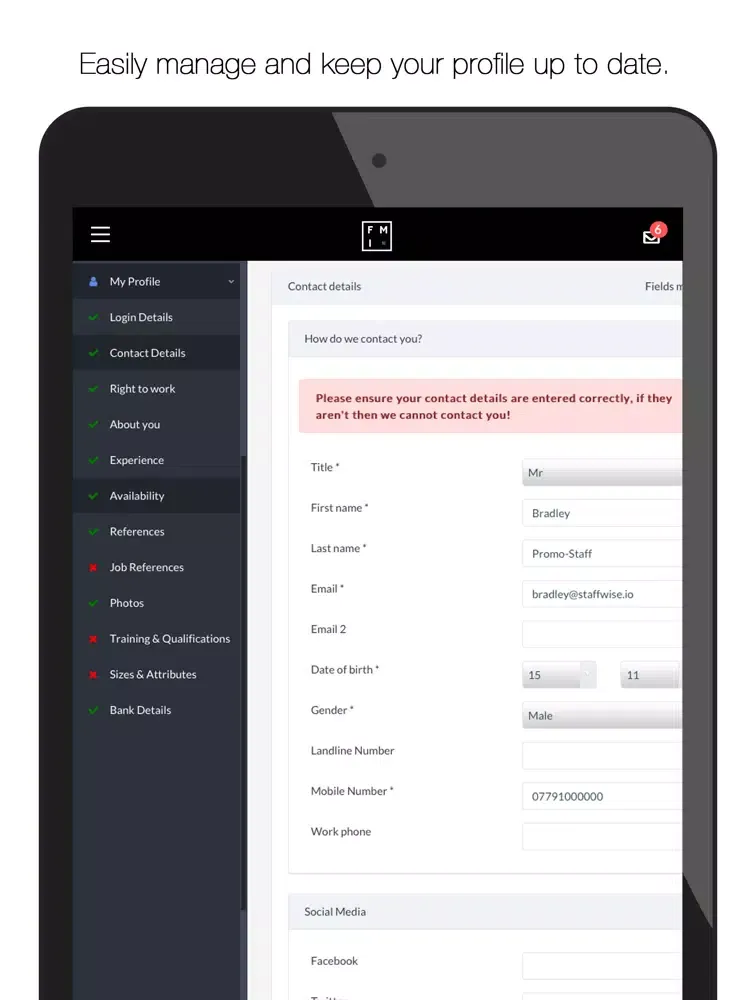 Zrzuty ekranu FMI Staffing iPad 