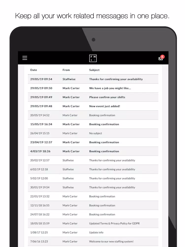 FMI Staffing iPad  سکرین شاٹس