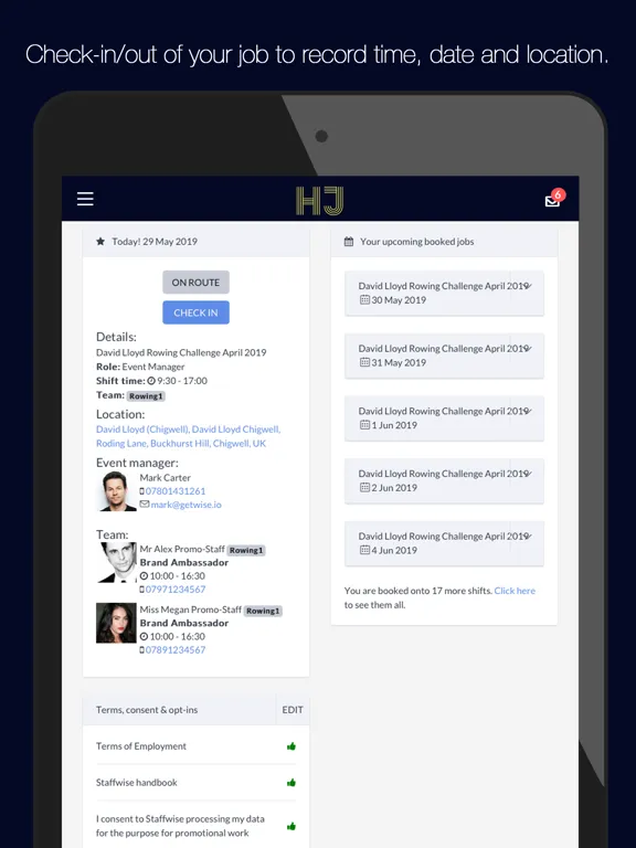 Highjam Staffing iPad  스크린샷