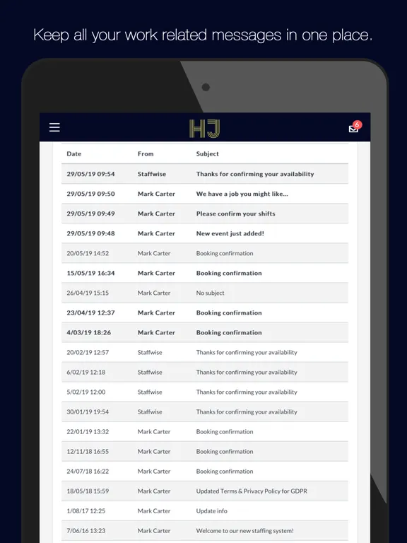 Highjam Staffing iPad  스크린샷