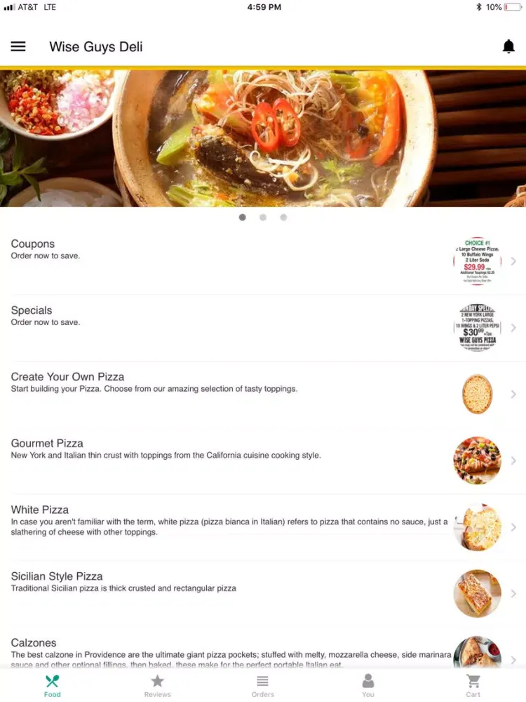 Capturas de tela do Wise Guys Deli and Pizza iPad 
