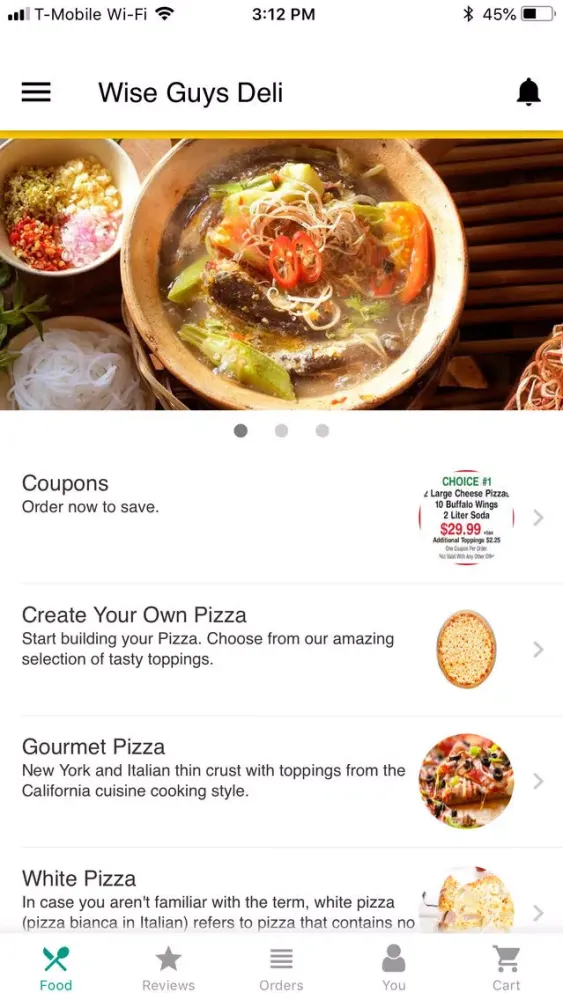 Capturas de tela do Wise Guys Deli and Pizza