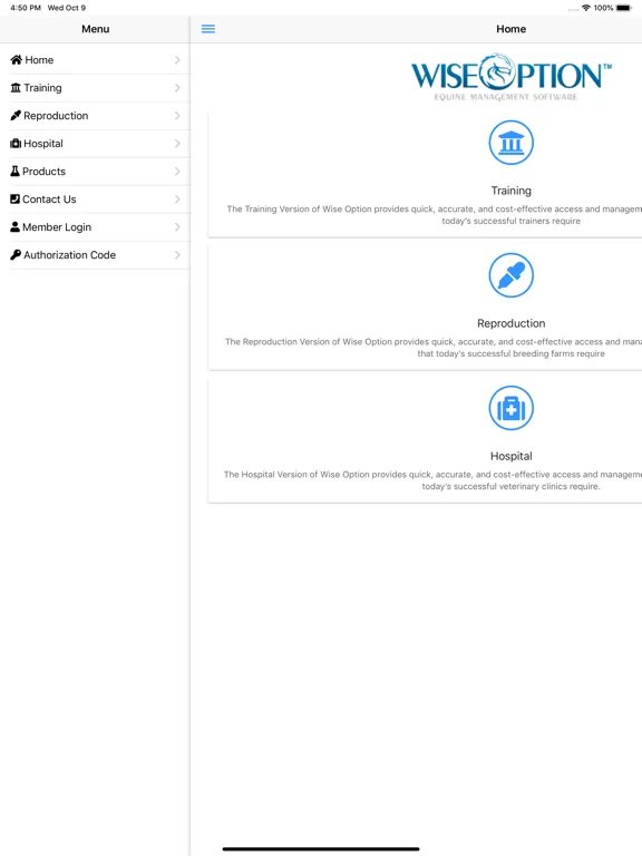 ภาพหน้าจอของ Wise Option Equine Mobile App iPad 