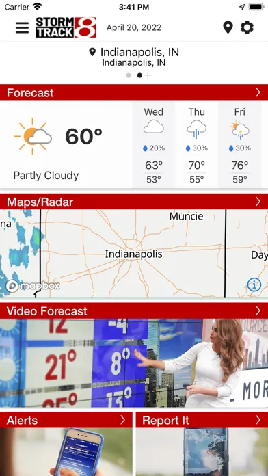 Capturas de tela do WISH-TV Storm Track 8 Weather