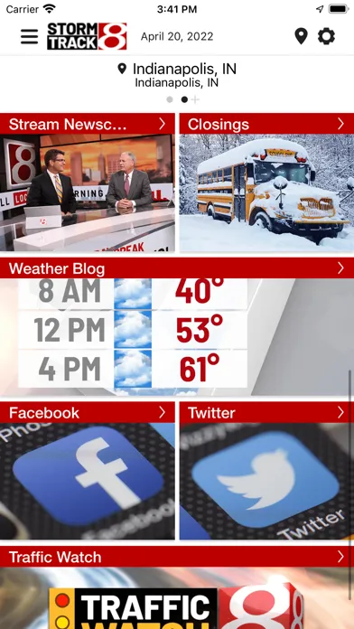 Capturas de tela do WISH-TV Storm Track 8 Weather