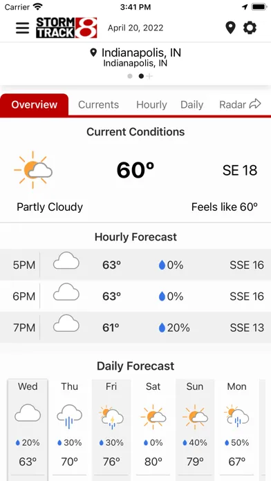 Capturas de tela do WISH-TV Storm Track 8 Weather
