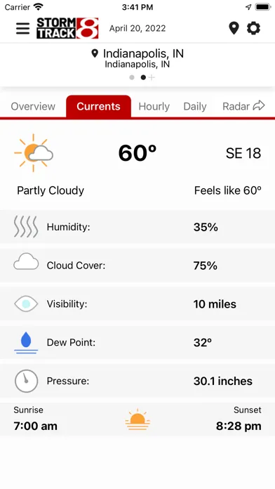 Capturas de tela do WISH-TV Storm Track 8 Weather