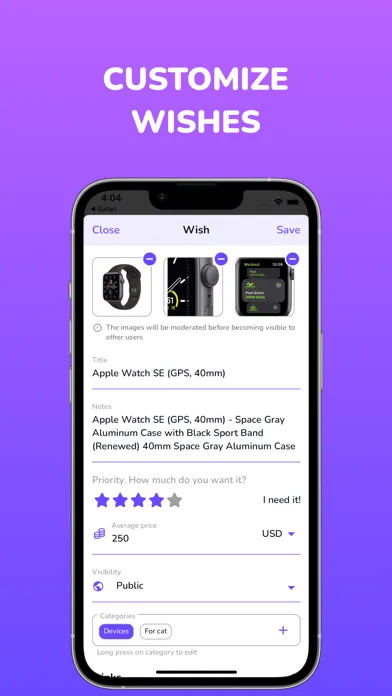 Capturas de tela do Wishlist Planner - WishSpace