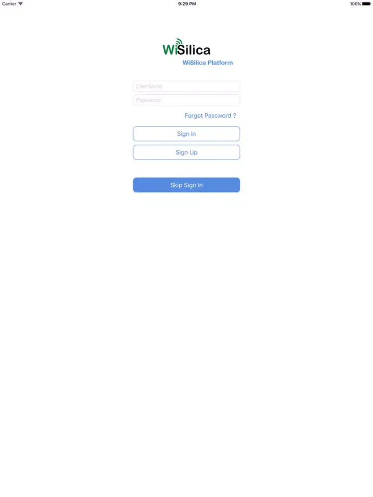 Tangkapan layar WiSilica Platform iPad 