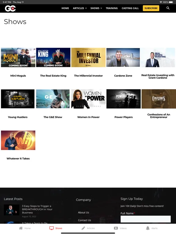 GCTV | Grant Cardone TV iPad  سکرین شاٹس