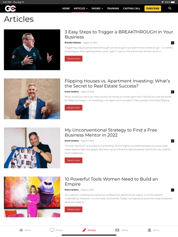 GCTV | Grant Cardone TV iPad  سکرین شاٹس