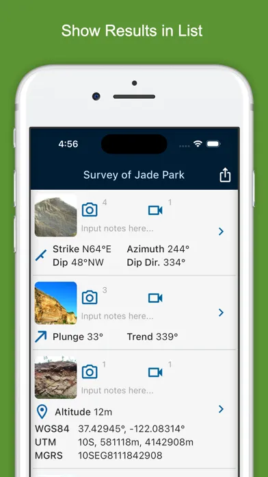 Tangkapan skrin Geology Clinometer: GeoCompass
