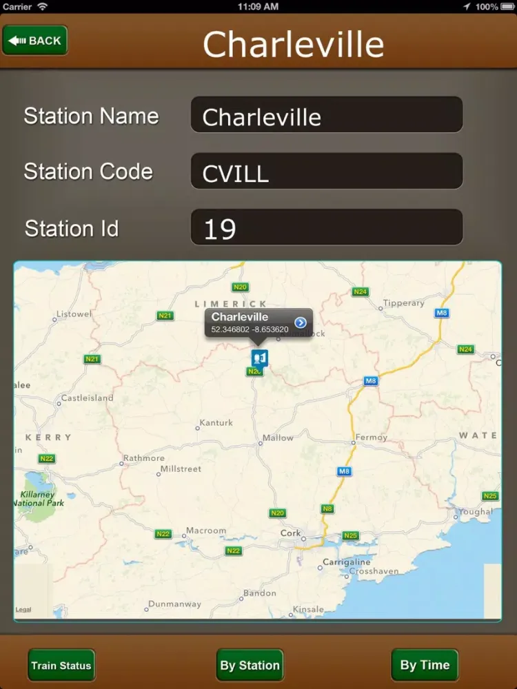 Ảnh chụp màn hình của iRish Rail Transit iPad 