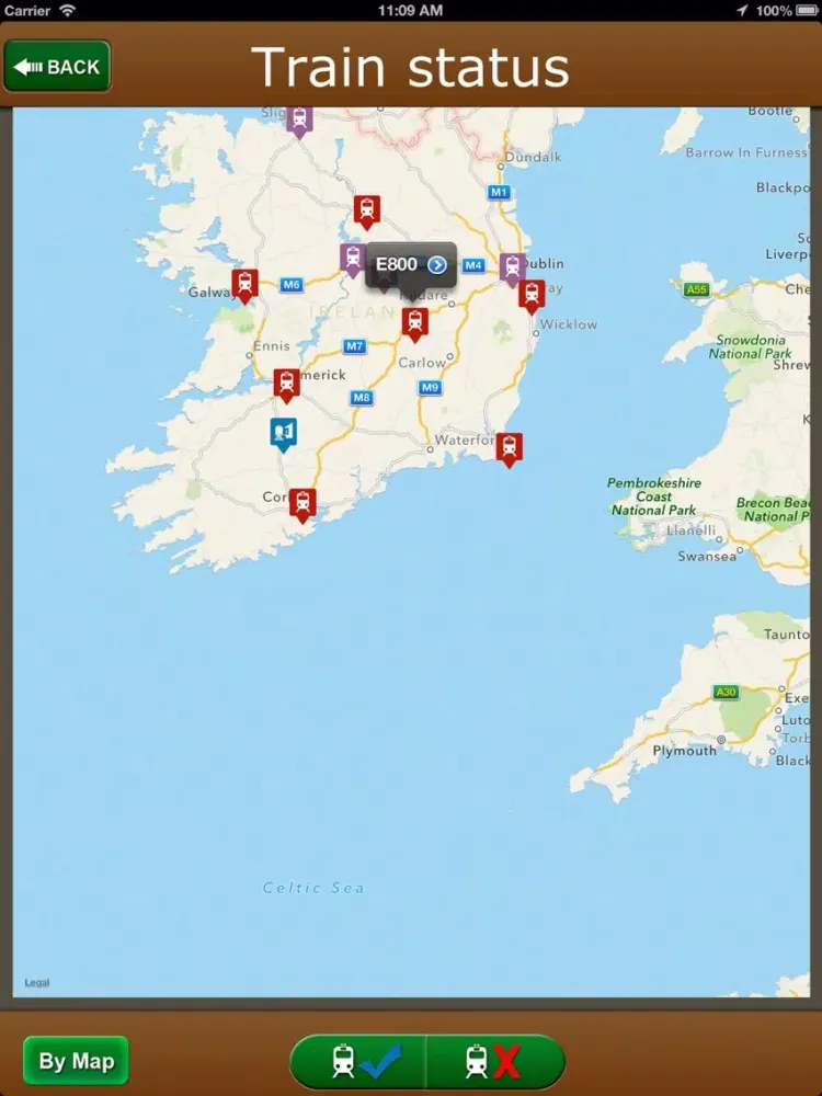 Ảnh chụp màn hình của iRish Rail Transit iPad 