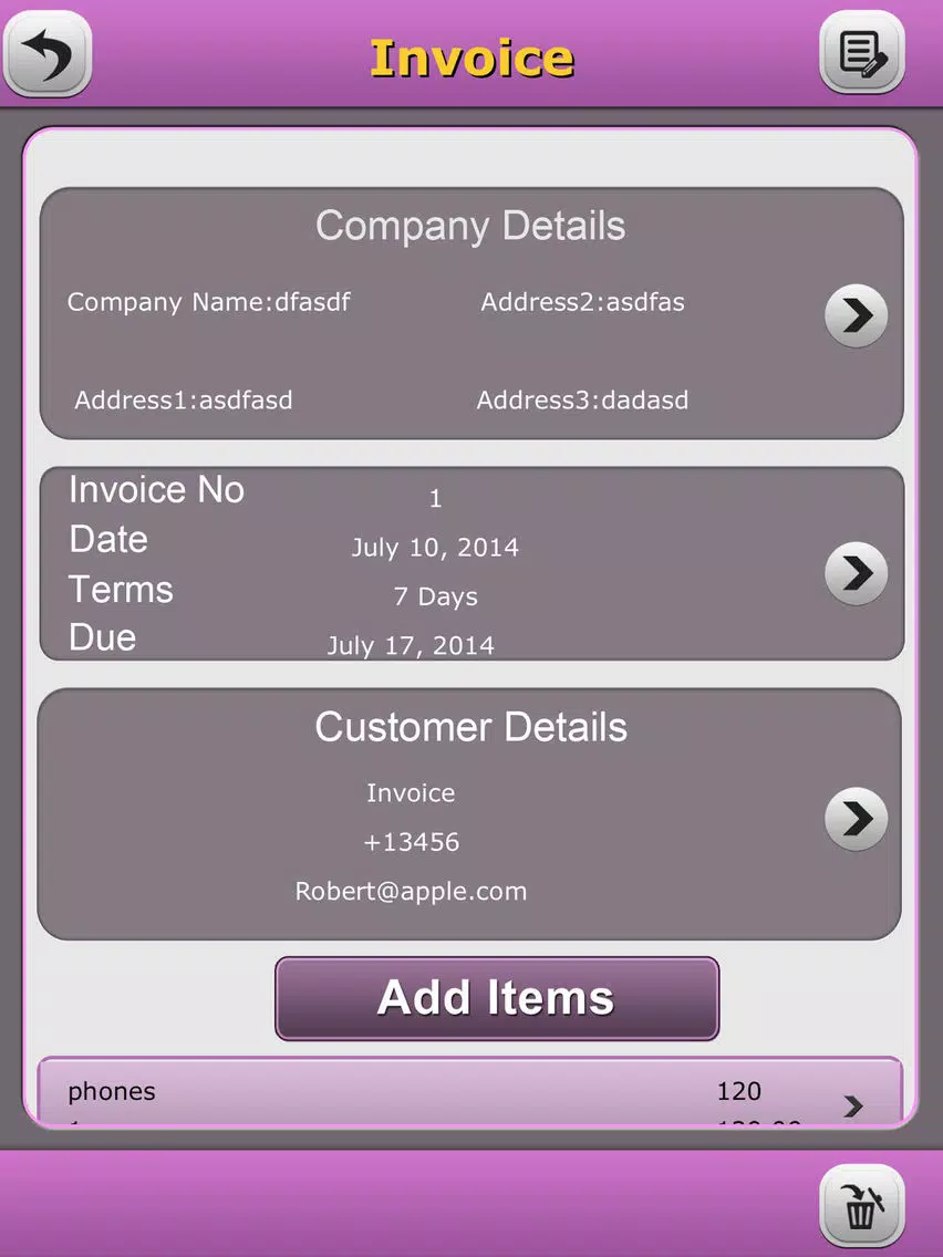 Quick Invoice Pro iPad  스크린샷
