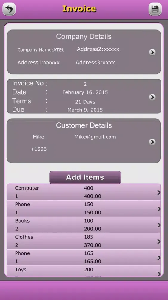 ภาพหน้าจอของ Quick Invoice Pro