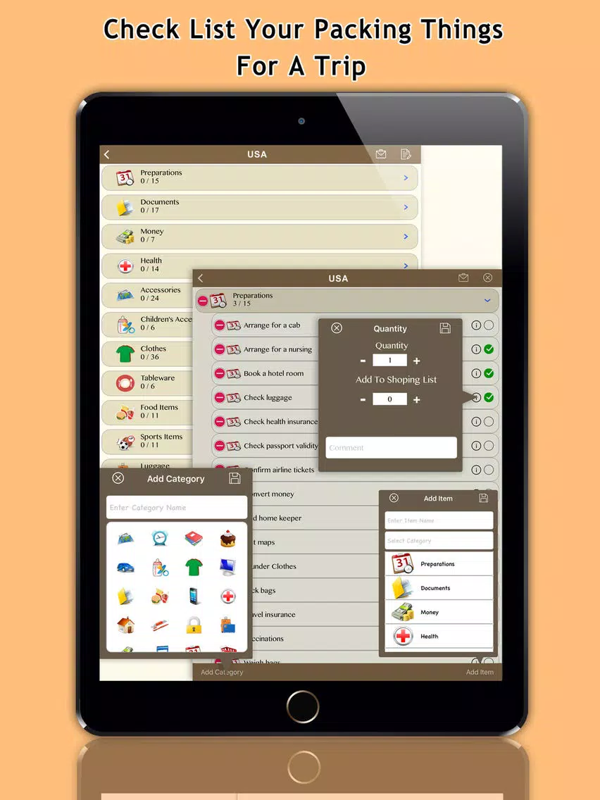 Get up & Go Smart Packing List iPad  スクリーンショット