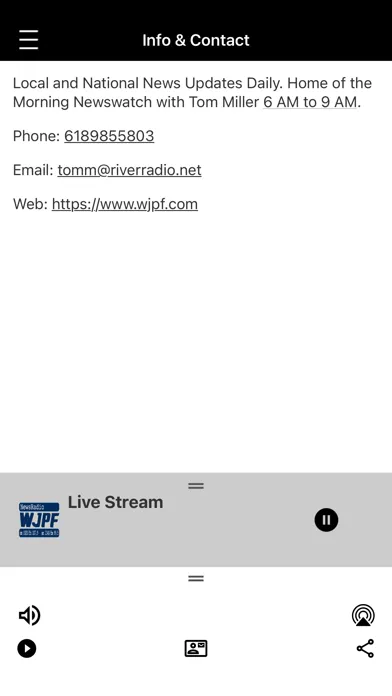 Tangkapan layar Newsradio WJPF