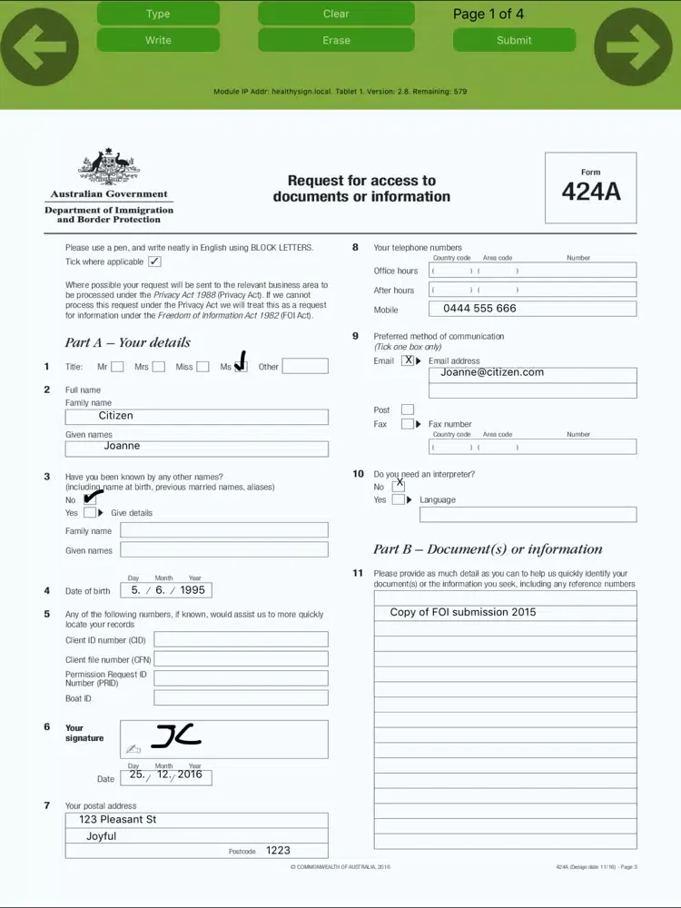 HealthySign Paperless Printing iPad  스크린샷