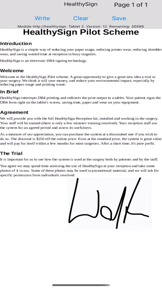 HealthySign Paperless Printing 스크린샷