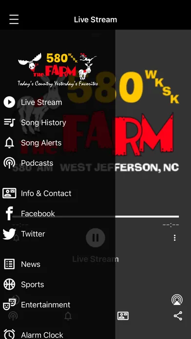 ภาพหน้าจอของ 580 WKSK & 93.5 FM The Farm