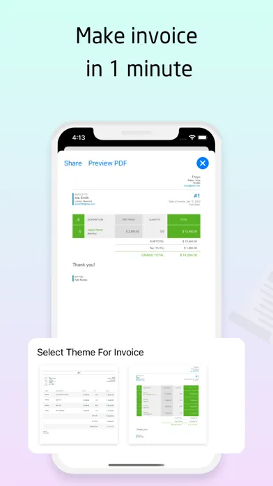 Captures d'écran de Quick Invoice Generator